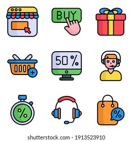 Cyber Monday icons Set of E-Commerce and Shopping related Vector Colored Line Icons.