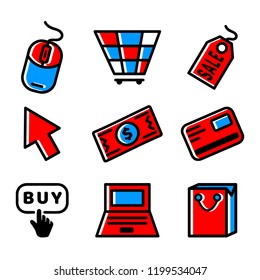 Cyber Monday Icons. Vector Icons Web Set. Holiday online shopping concept on white background isolated. Stock Vector Illustration.