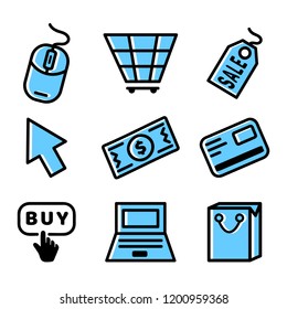 Cyber Monday Icons. Vector Icons Web Set. Holiday online shopping concept on white background isolated. Stock Vector Illustration.