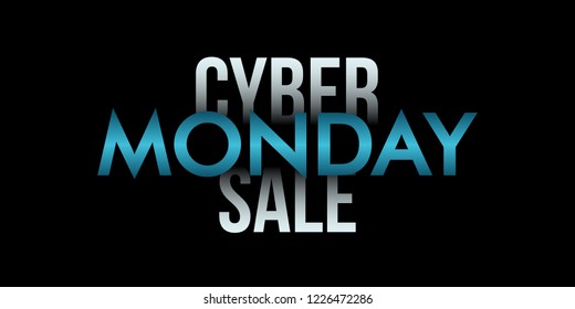 Cyber monday inscription on black background. Promotional online sale event. Vector illustration.