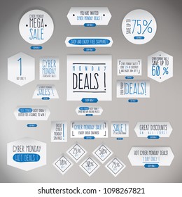 Cyber Monday Label Set of Design Template, Vector Illustration.