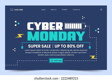 Cyber Monday landing page design template easy to customize simple and elegant design