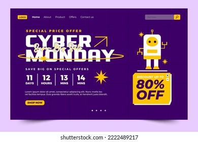 Cyber Monday landing page design template easy to customize simple and elegant design