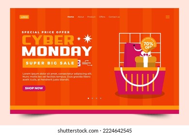 Cyber Monday landing page design template easy to customize simple and elegant design