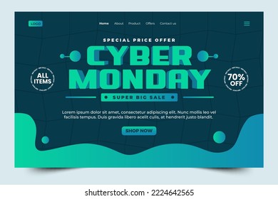 Cyber Monday landing page design template easy to customize simple and elegant design