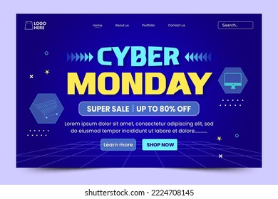 Cyber Monday landing page design template easy to customize simple and elegant design