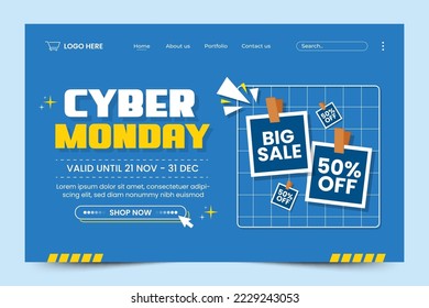 Cyber Monday landing page design template easy to customize simple and elegant design