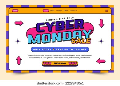 Cyber Monday landing page design template easy to customize simple and elegant design