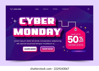 Cyber Monday landing page design template easy to customize simple and elegant design