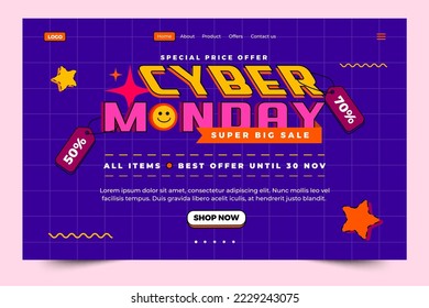 Cyber Monday landing page design template easy to customize simple and elegant design