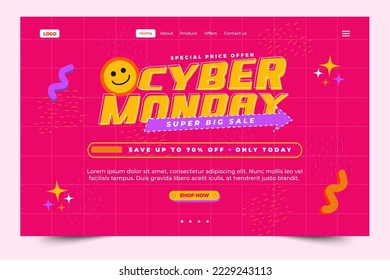 Cyber Monday landing page design template easy to customize simple and elegant design