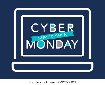 Cyber Montag Laptop Vektorsymbol.