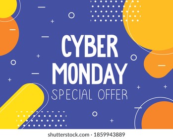 cyber monday lettering in abstract background vector illustration design