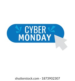 cyber monday lettering in button with arrow mouse vector illustration design