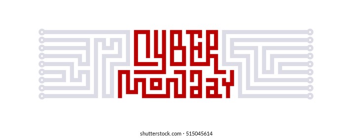 Cyber Monday Lettering with Circuit Board