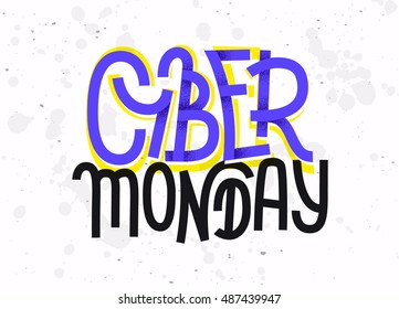 Cyber Monday lettering with a glitch effect on white background