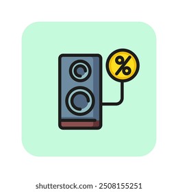 Cyber Monday line icon. Speaker, sound, electronics. Sale concept. Can be used for topics like shopping, online store, technology