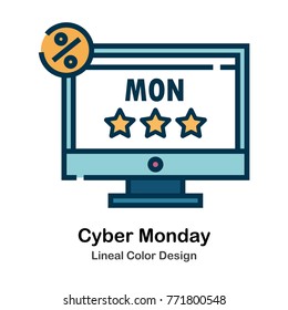 Cyber Monday Lineal Color Vector Illustration