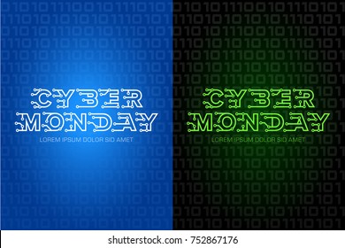 Cyber monday logo design template with technology letters, isolated vector illustration. Cyber monday background.