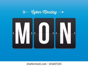 Cyber monday, mechanical panel letters. Typography, font, type vector vintage retro.