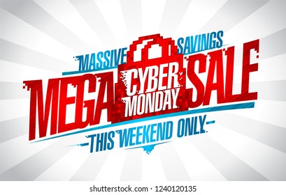 cyber monday mega sale, vector poster