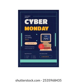Cyber Monday mega venta Web Anuncio Ilustración vectorial