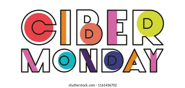 cyber monday message with hand made font