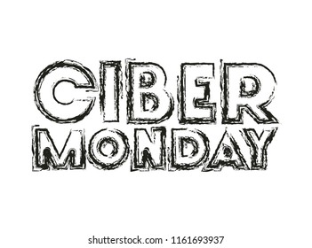 cyber monday message with hand made font