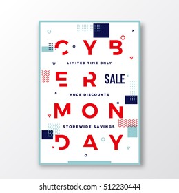 Cyber Monday Modern Typography Swiss Style Poster. Geometry Decorative Elements and Soft Shadow. Isolated.