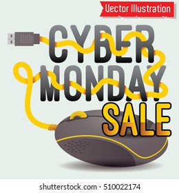 Cyber Monday mouse background. EPS 10 vector, grouped for easy editing. No open shapes or paths.