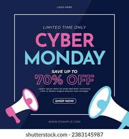 cyber monday neon banner flyer shopping sale social media ads template layout vector design