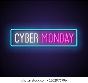 Cyber Monday Neon Banner Vector Illustration Stock Vector (Royalty Free ...