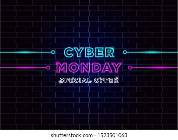 Cyber Monday neon brochure tag advertisement background