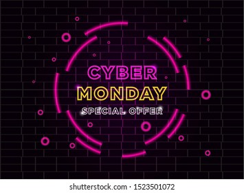 Cyber Monday neon brochure tag advertisement background