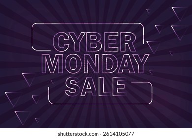 Cyber Monday neon sale banner on retro background