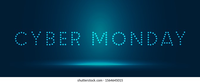 Cyber Monday Neon style. Vector Illustration of Sale Promotion