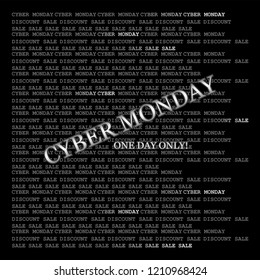 CYBER MONDAY. ONE DAY ONLY! Matrix. Banner, poster for a good deal. The background is dark green. Design for printing on fabric or paper