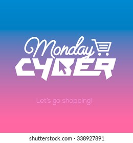 Cyber Monday, Online-Shopping und Marketing-Konzept, Vektorgrafik.