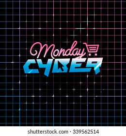 Cyber Monday, Online-Shopping und Marketing-Konzept, Vektorgrafik.