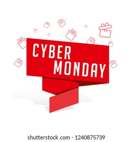 Cyber monday origame banner illustration vector