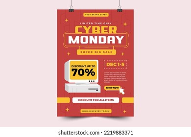 Cyber Monday poster or flyer design template easy to customize simple and elegant design
