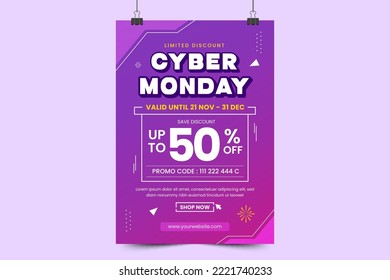 Cyber Monday poster or flyer design template easy to customize simple and elegant design