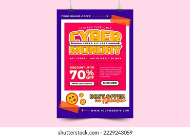 Cyber Monday poster or flyer design template easy to customize simple and elegant design