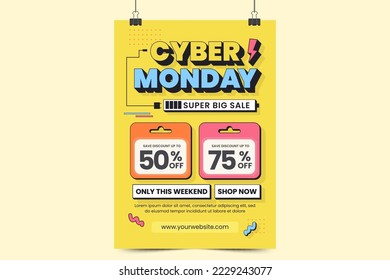 Cyber Monday poster or flyer design template easy to customize simple and elegant design