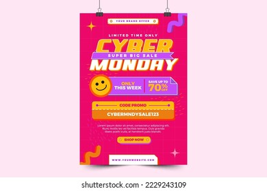 Cyber Monday poster or flyer design template easy to customize simple and elegant design