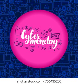 Cyber Monday Poster. Vector Illustration for Sale Promotion. 