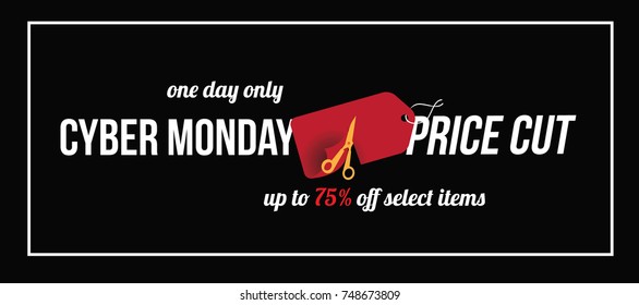 Cyber Monday price cut background marketing template. EPS 10 vector.