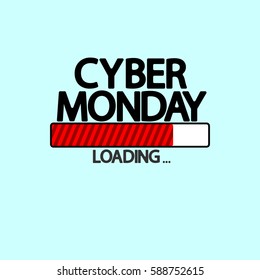 Cyber Monday, progress loading bar, poster design template, vector illustration