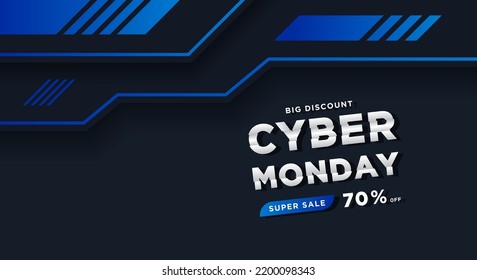 Cyber Monday promo banner with 3d background.