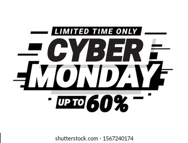 Cyber monday promotion banner. Poster template. Vector illustration